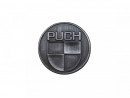 Sticker Puch logo rond 38mm Real Metal zilver kleur