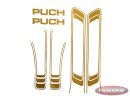 Stickerset Puch Maxi lijnen goud carbon wrap transfers